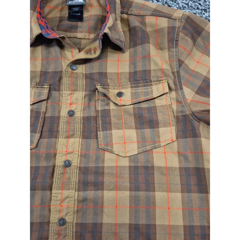 The North Face Shirt Men's Small Plaid Snap‎ Button Long Sleeve Outdoors Hiking